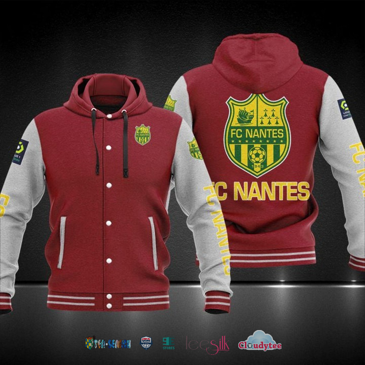 Ligue 1 Fc Nantes Baseball Hoodie Jacket Ligue 1 Fc Nantes Baseball Hoodie Jacket