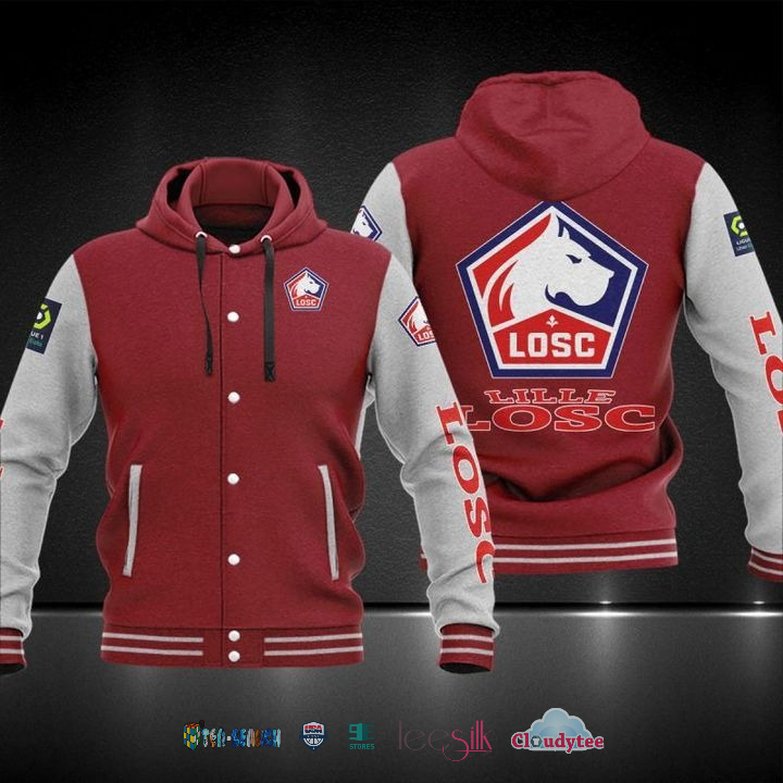 Ligue 1 Losc Lille Baseball Hoodie Jacket Ligue 1 Losc Lille Baseball Hoodie Jacket