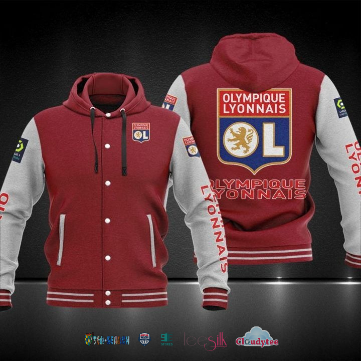 Ligue 1 Olympique Lyonnais Baseball Hoodie Jacket Ligue 1 Olympique Lyonnais Baseball Hoodie Jacket