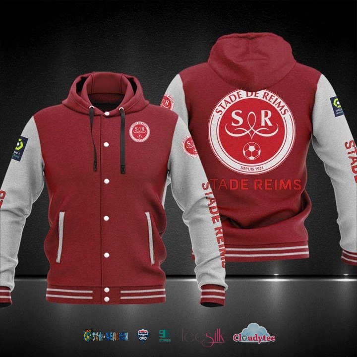 Ligue 1 Stade De Reims Baseball Hoodie Jacket Ligue 1 Stade De Reims Baseball Hoodie Jacket