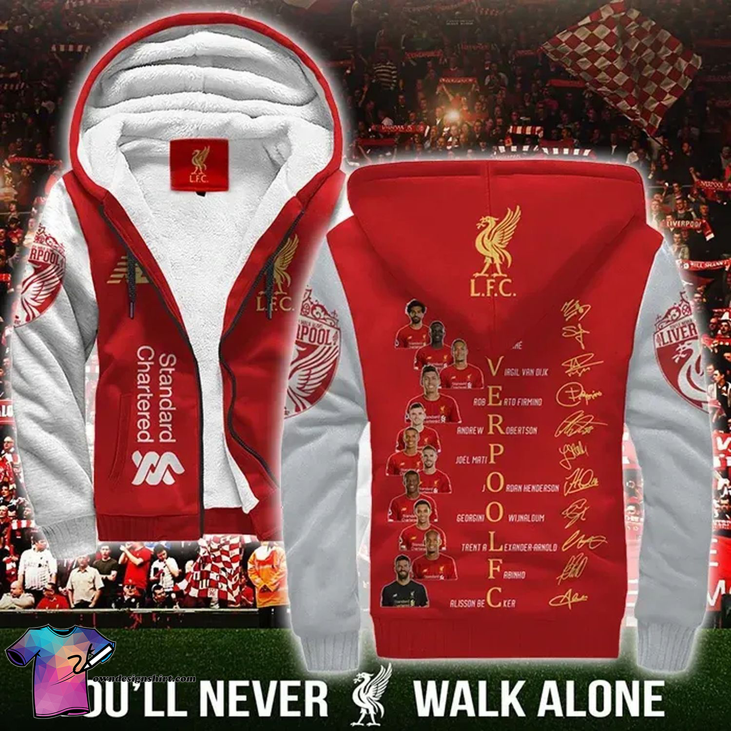 Liverpool Football Club Full Print Fleece Hoodie Liverpool Football Club Full Print Fleece Hoodie