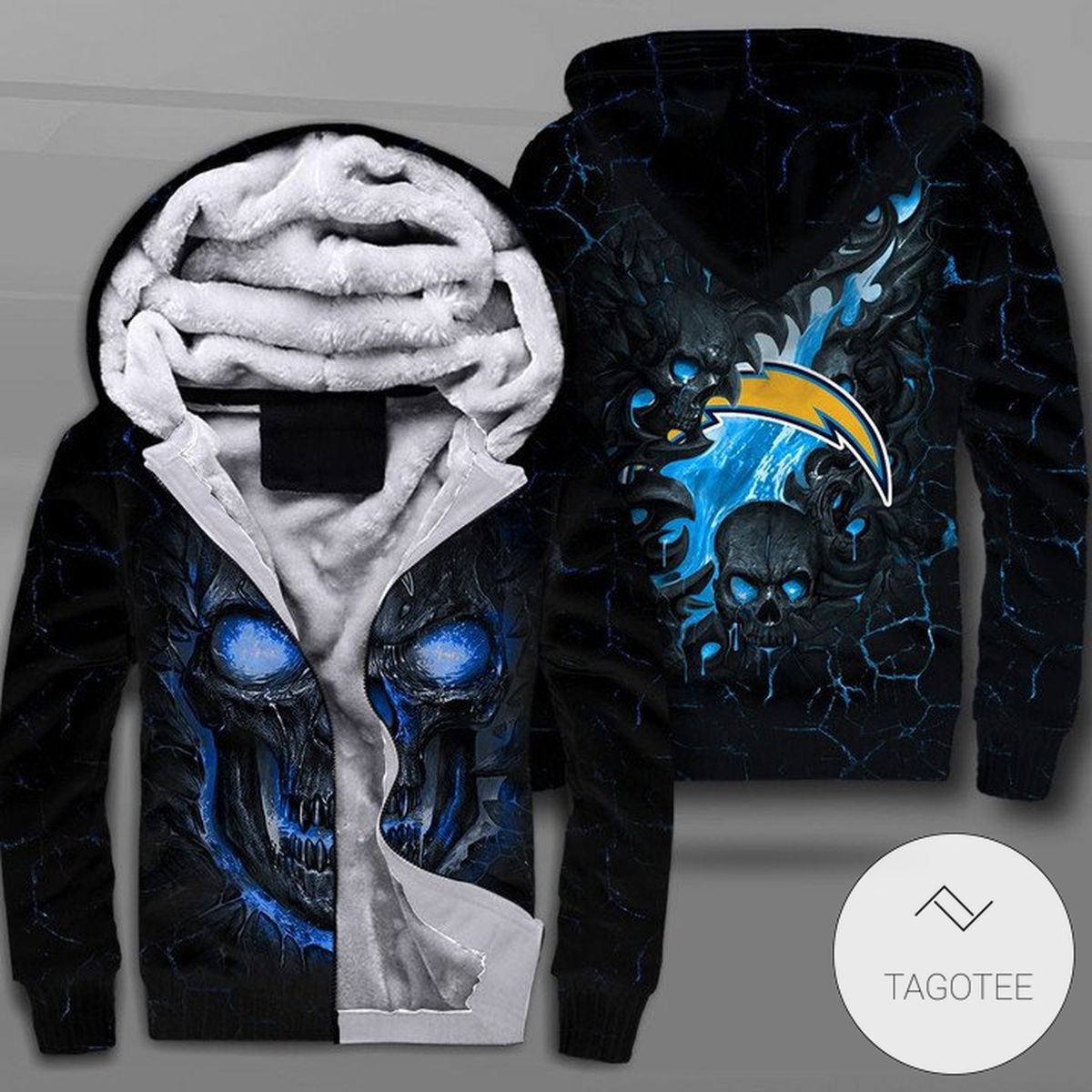 Los Angeles Chargers Lava Skull Zipper Fleece Hoodie Los Angeles Chargers Lava Skull Zipper Fleece Hoodie