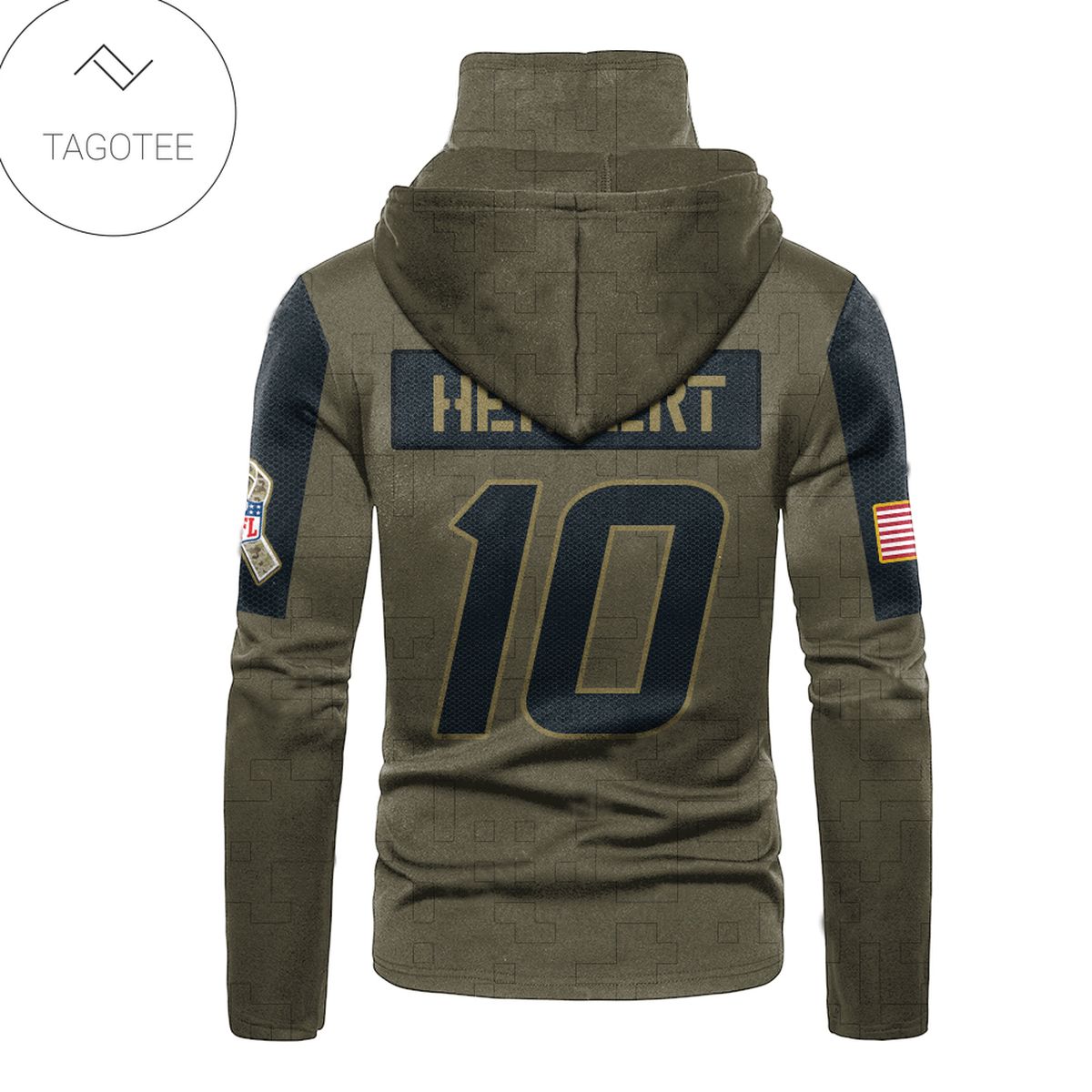 Los Angeles Chargers Number 10 Justin Herbert Mask Hoodie Los Angeles Chargers Number 10 Justin Herbert Mask Hoodie