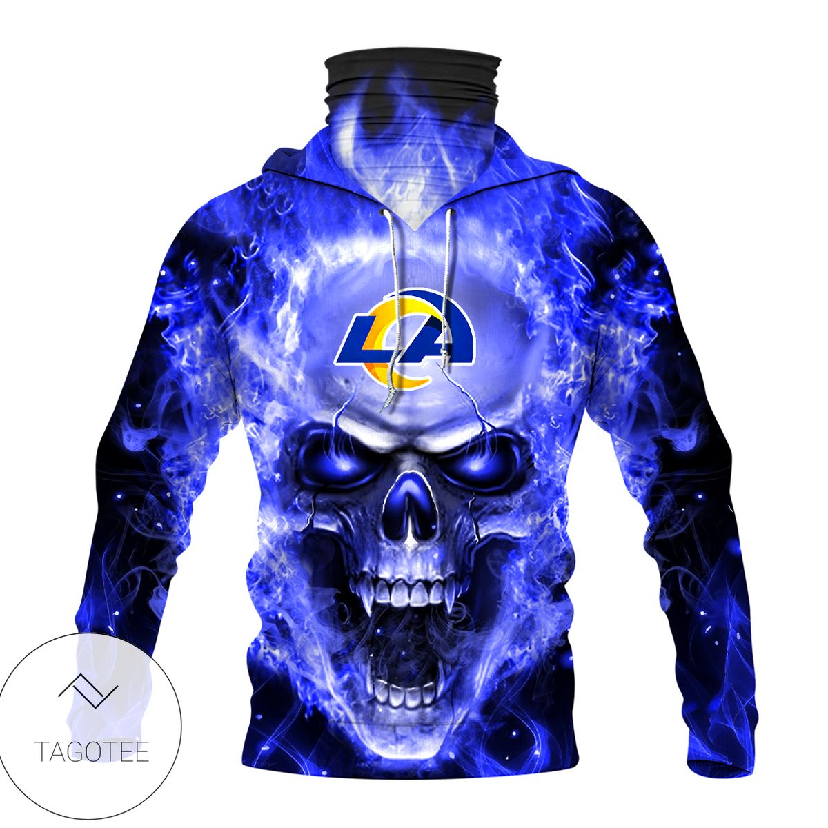 Los Angeles Rams Skull Fire Blue Mask Hoodie Los Angeles Rams Skull Fire Blue Mask Hoodie