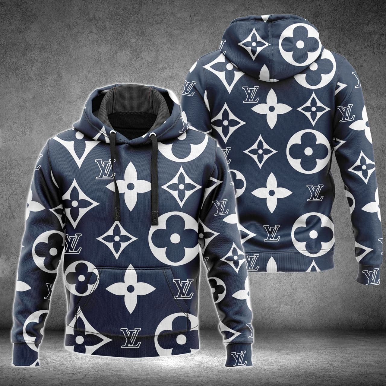 Louis Vuitton Blue Pattern Hoodie Louis Vuitton Blue Pattern Hoodie