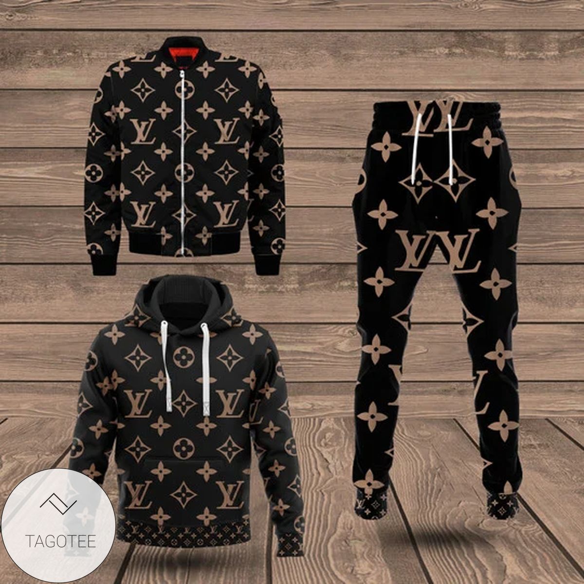 Louis Vuitton Brand Logo Printed Black Hoodie And Pants Louis Vuitton Brand Logo Printed Black Hoodie And Pants