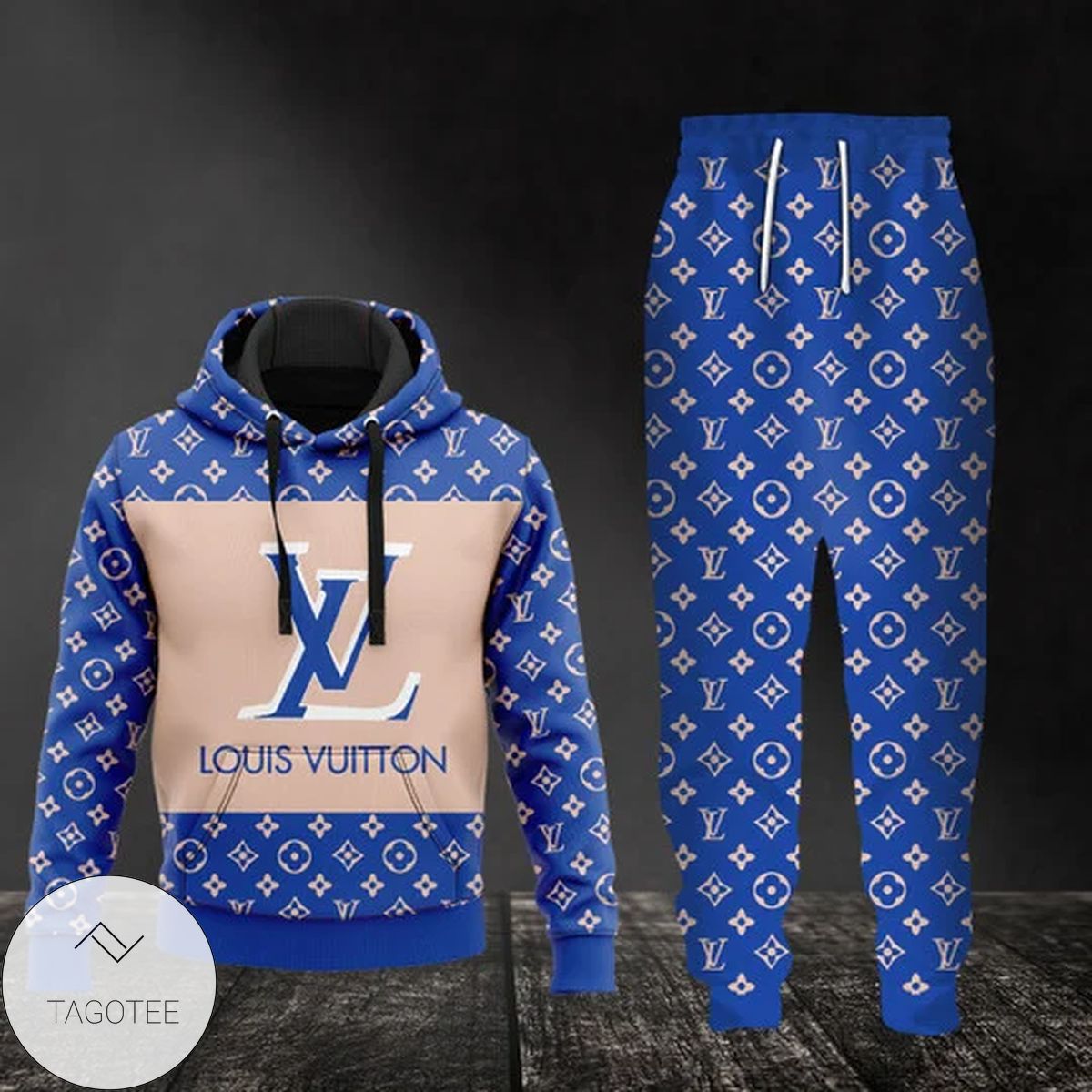 Louis Vuitton Brand Logo Printed Blue Hoodie And Pants Louis Vuitton Brand Logo Printed Blue Hoodie And Pants