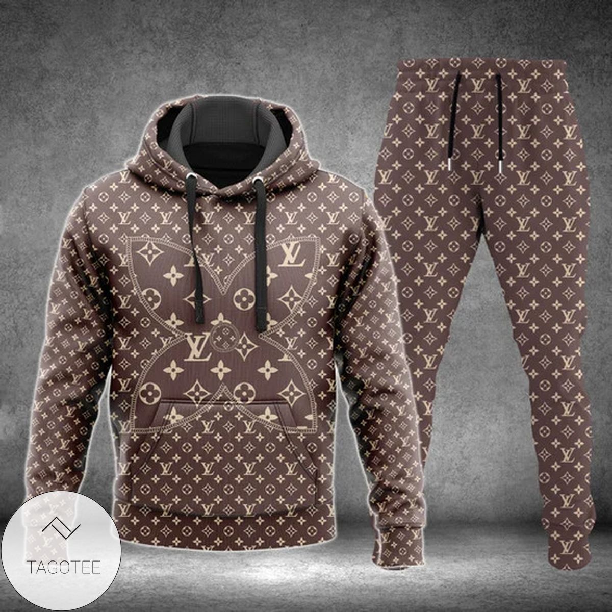 Louis Vuitton Brand Logo Printed Brown Hoodie And Pants Louis Vuitton Brand Logo Printed Brown Hoodie And Pants