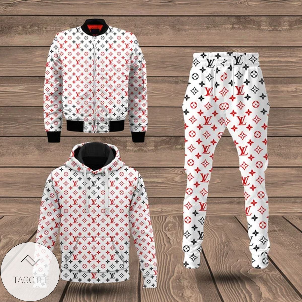 Louis Vuitton Brand Mini Logo Over Printed White Hoodie And Pants Louis Vuitton Brand Mini Logo Over Printed White Hoodie And Pants