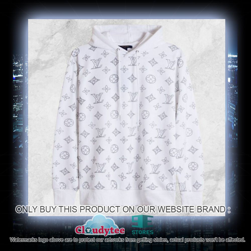 Louis Vuitton White Pattern 3D Hoodie - Long time