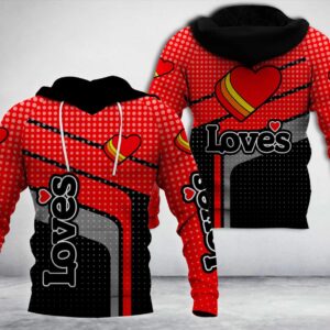 Love’S Polka Dot Pattern Red Black 3D Hoodie