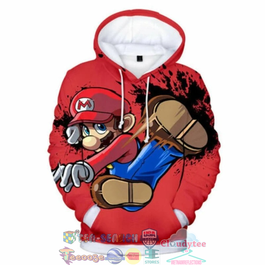 Mario Kicking Super Mario 3D Hoodie Mario Kicking Super Mario 3D Hoodie