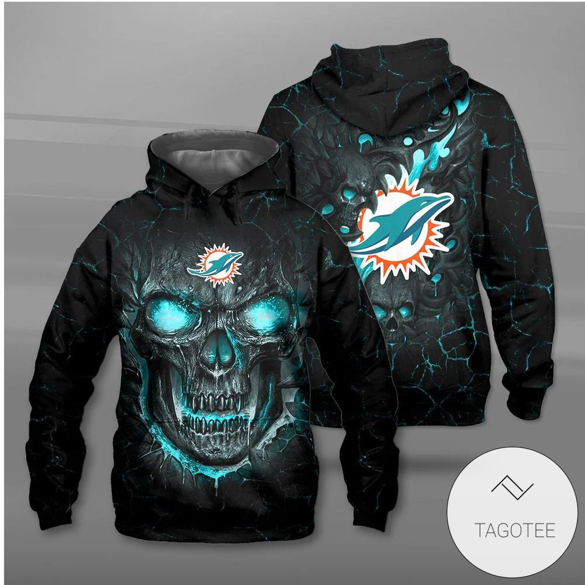 Miami Dolphins Lava Skull Hoodie Miami Dolphins Lava Skull Hoodie