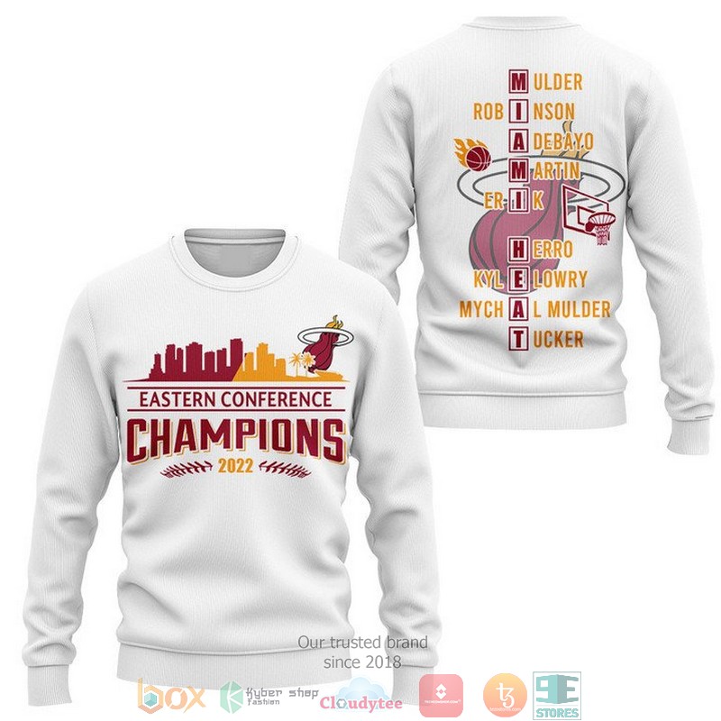 Miami Heat Eastern Conference Champions 2022 White 3D Shirt Miami Heat Eastern Conference Champions 2022 White 3D Shirt