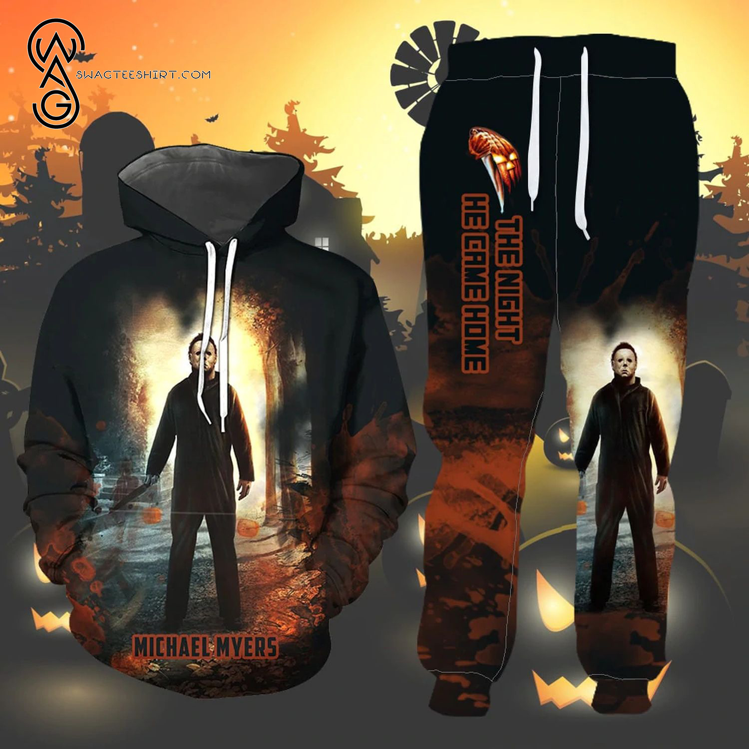 Michael Myers The Night He Came Home Full Print Combo Hoodie And Sweatpants Michael Myers The Night He Came Home Full Print Combo Hoodie And Sweatpants
