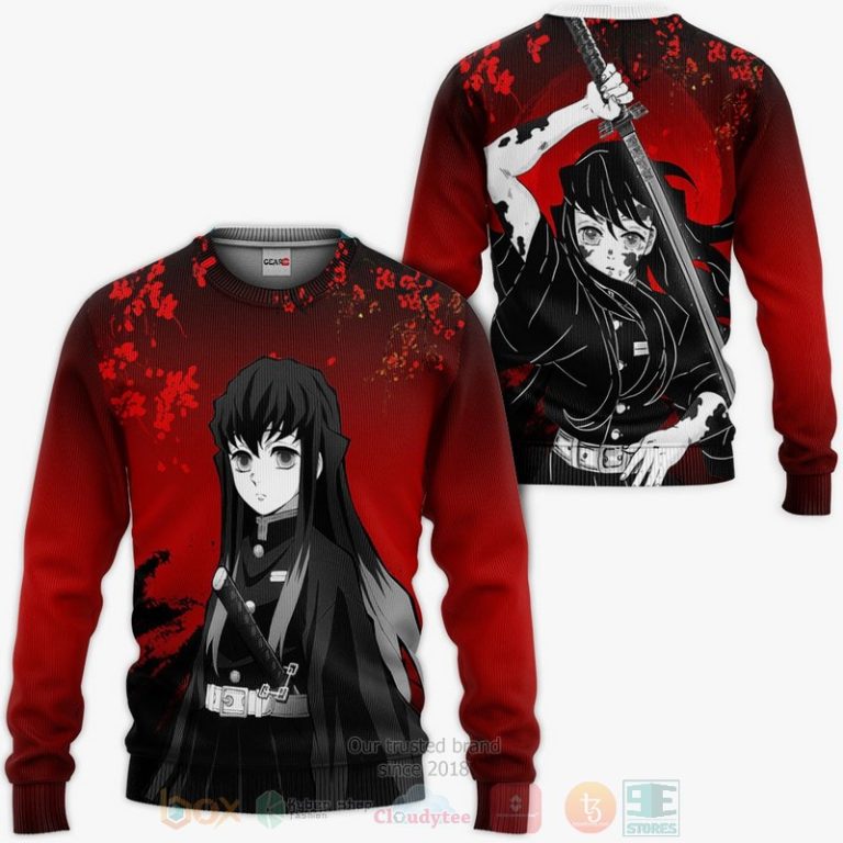 Muichiro-Tokito-Custom-Kimetsu-Anime-Red-3D-Hoodie-Bomber-Jacket-2