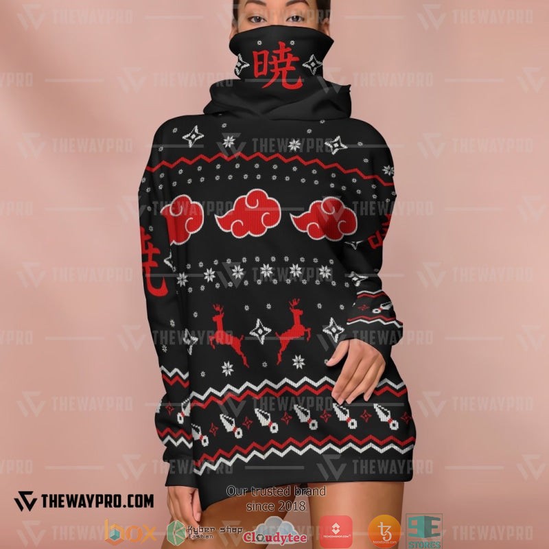 Naruto Akatsuki Ugly Pattern Snood Hoodie Naruto Akatsuki Ugly Pattern Snood Hoodie