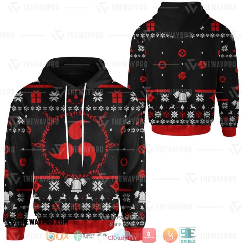 Naruto Sharingan Christmas Ugly Pattern Hoodie Naruto Sharingan Christmas Ugly Pattern Hoodie