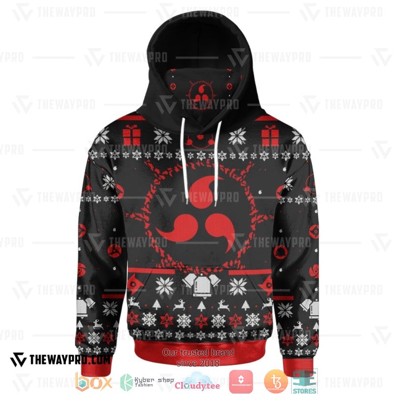 Naruto Sharingan Christmas Ugly Pattern Snood Hoodie Naruto Sharingan Christmas Ugly Pattern Snood Hoodie