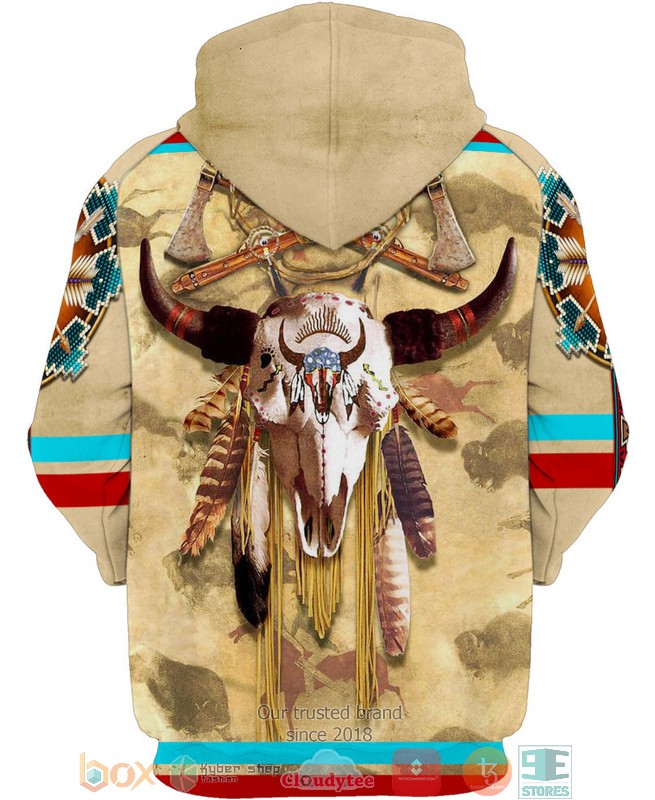 Native-American-Bison-Skull-3D-Hoodie-2