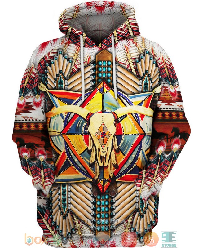 Native-American-Bison-Skull-Colorfull-3D-Hoodie-1