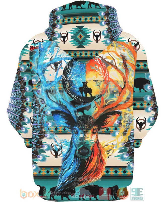 Native American Buffalo Skull Dear Art 3D Hoodie Native American Buffalo Skull Dear Art 3D Hoodie