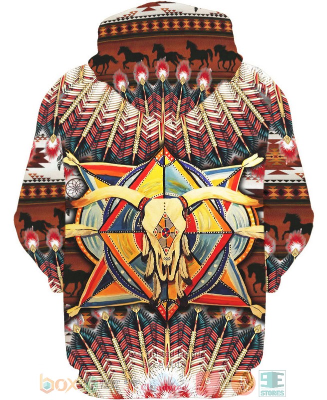Native American Buffalo Skull Feather 3D Hoodie Native American Buffalo Skull Feather 3D Hoodie