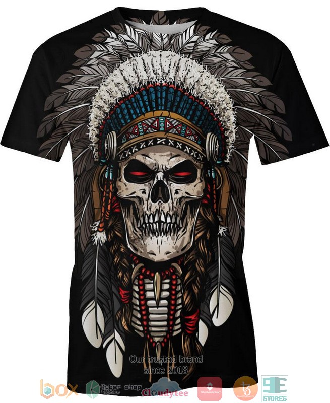 Native-American-Skull-Black-3D-Shirt-Hoodie-2