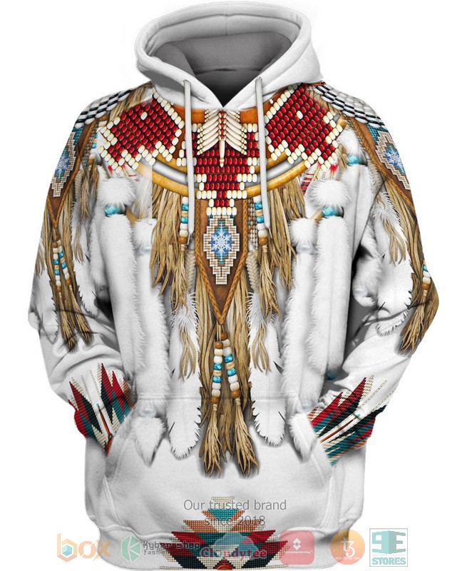 Native-American-White-3D-Hoodie-1