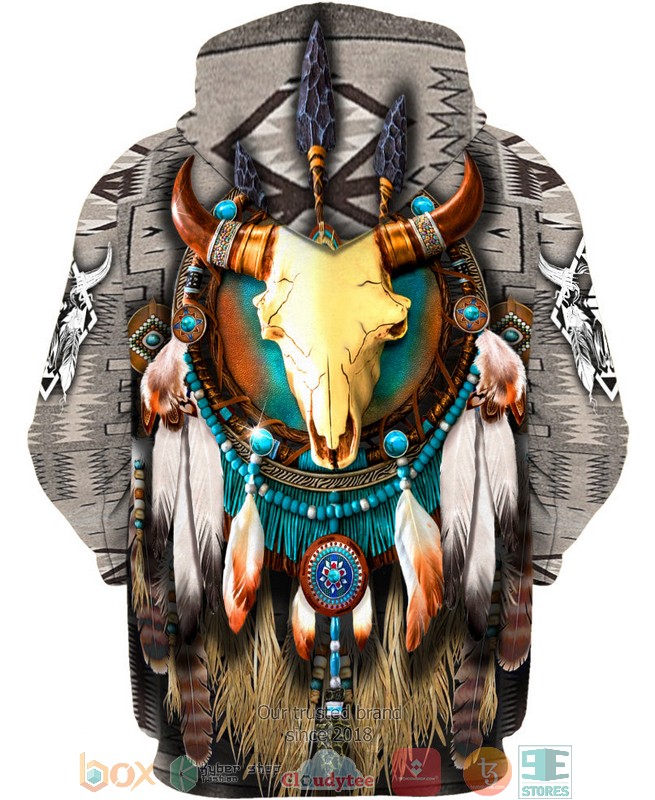 Native-Bison-Skull-3D-Shirt-Hoodie-3
