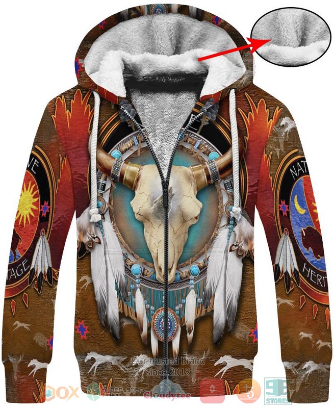 Native Bison Skull Brown 3D Shirt Native Bison Skull Brown 3D Shirt