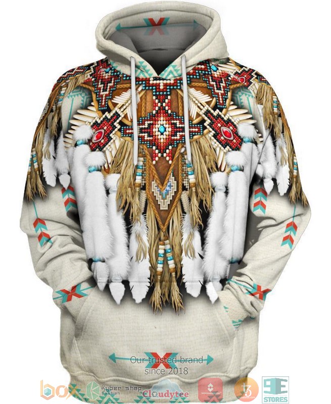 Native-Dreamcatcher-Patterns-White-3D-Hoodie-1