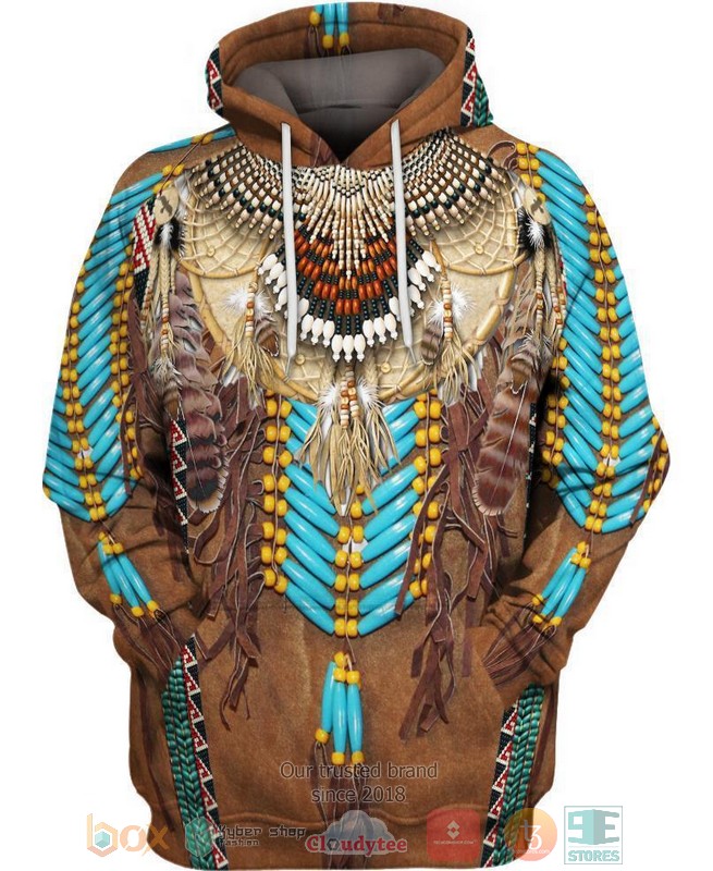 Native-Fringed-Motifs-Brown-3D-Hoodie-1