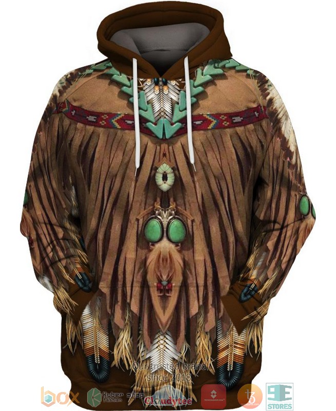 Native-Pattern-Dark-Brown-Suede-3D-Hoodie-1