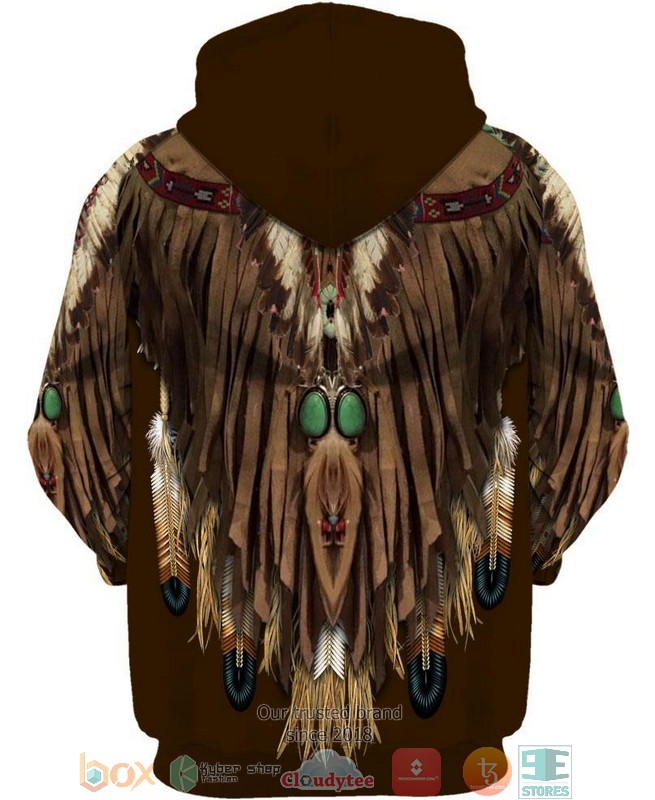 Native-Pattern-Dark-Brown-Suede-3D-Hoodie-2