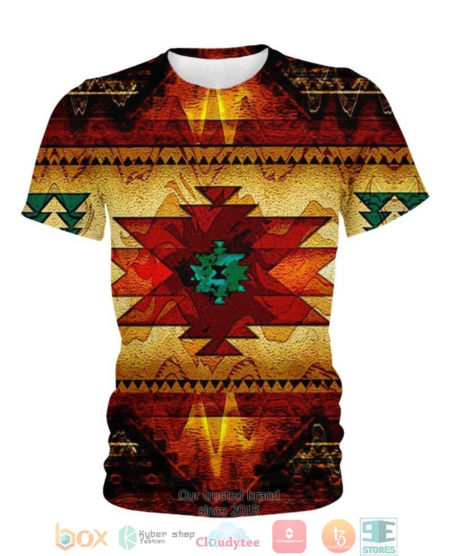 Native Pattern Red Yellow 3D Shirt Native Pattern Red Yellow 3D Shirt