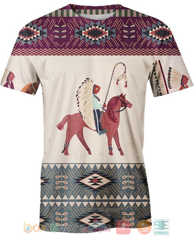 Native-Pattern-White-Red-3D-Shirt-Hoodie-2