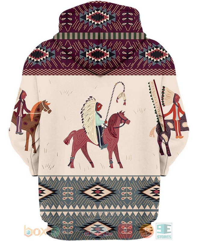 Native-Pattern-White-Red-3D-Shirt-Hoodie-3