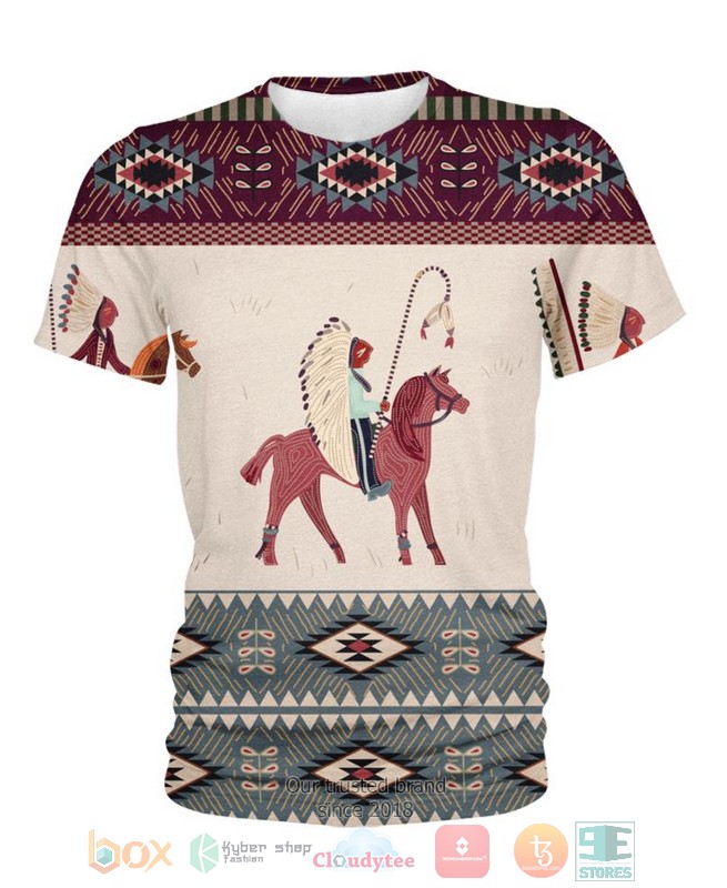 Native Pattern White Red 3D Shirt Native Pattern White Red 3D Shirt