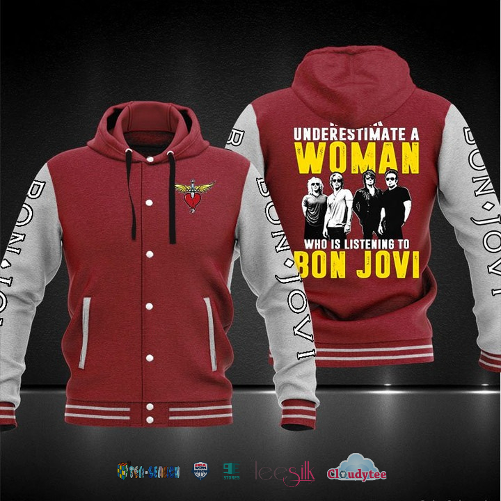 Never Underestimate A Woman Who Is Listening To Bon Jovi Baseball Hoodie Jacket Never Underestimate A Woman Who Is Listening To Bon Jovi Baseball Hoodie Jacket