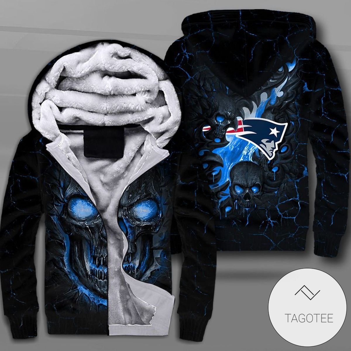 New England Patriots Lava Skull Zipper Fleece Hoodie New England Patriots Lava Skull Zipper Fleece Hoodie