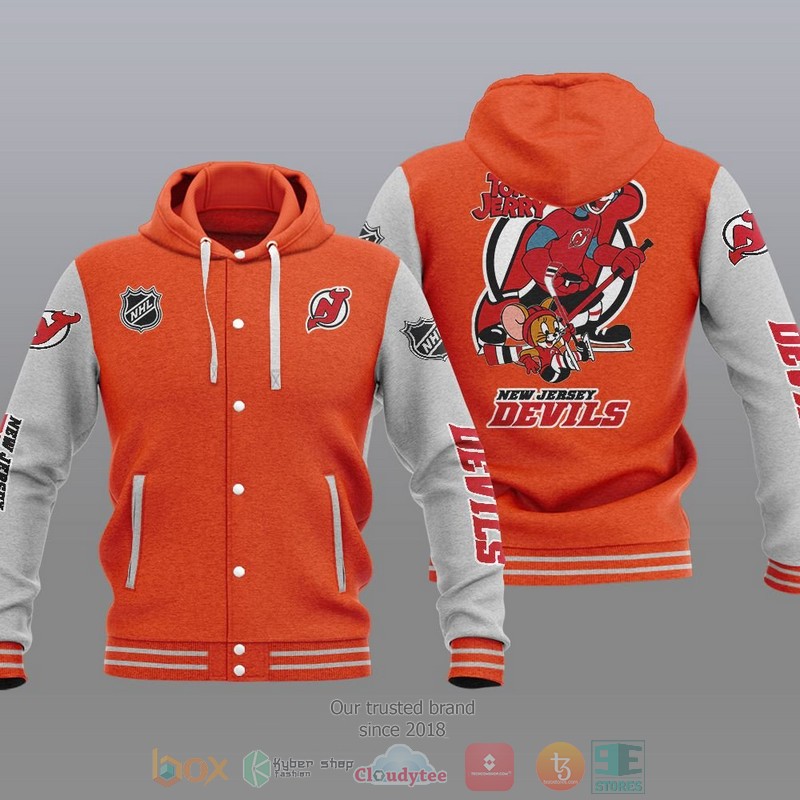 New Jersey Devils Nhl Tom And Jerry Baseball Hoodie Jacket New Jersey Devils Nhl Tom And Jerry Baseball Hoodie Jacket