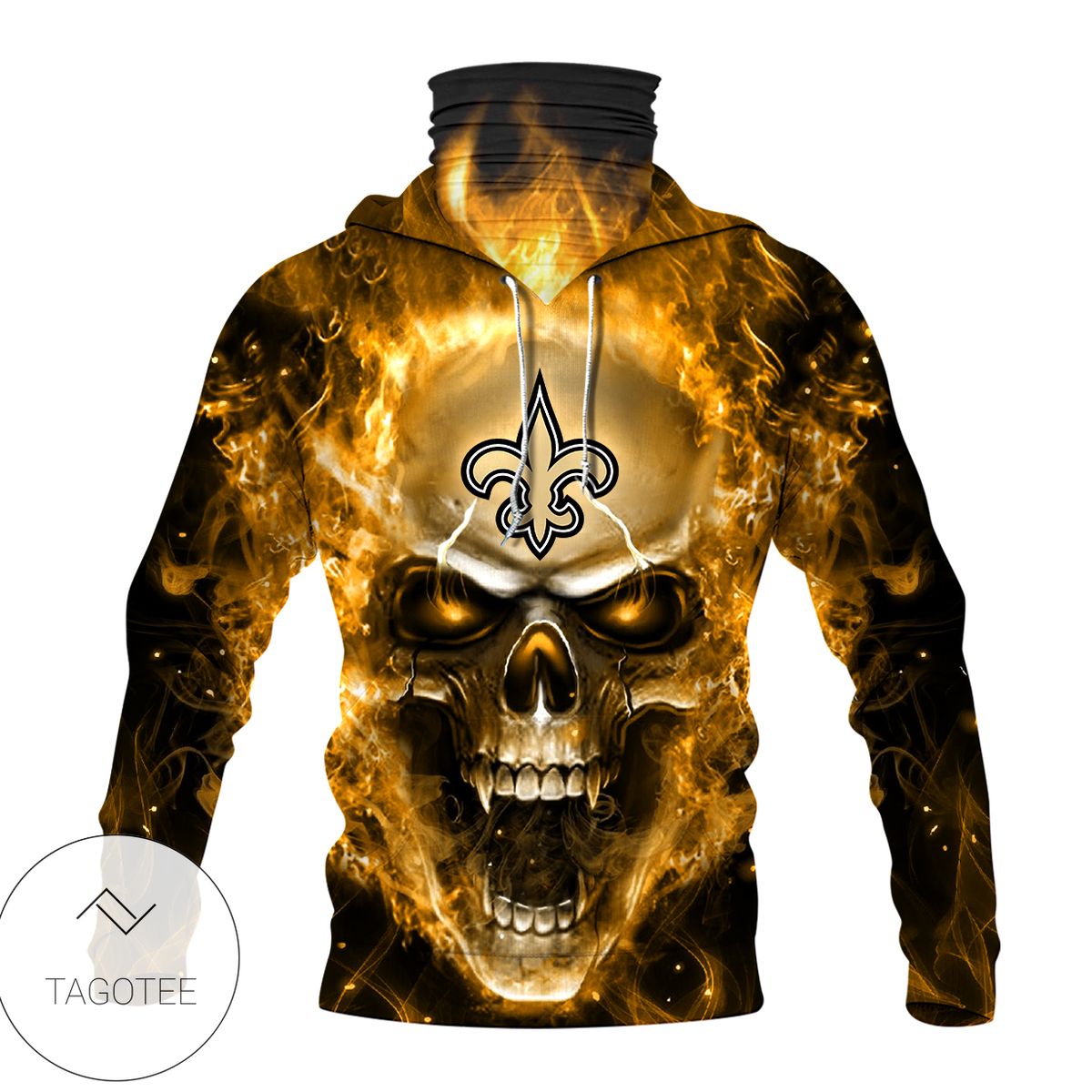 New Orleans Saints Skull Fire Mask Hoodie New Orleans Saints Skull Fire Mask Hoodie