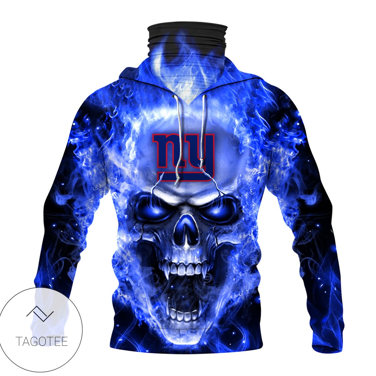 New York Giants Flag Skull Blue Fire Mask Hoodie New York Giants Flag Skull Blue Fire Mask Hoodie