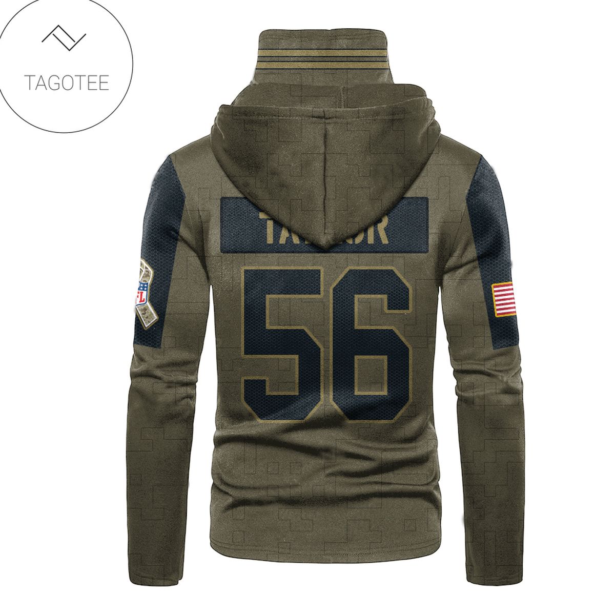 New York Giants Number 56 Lawrence Taylor Mask Hoodie New York Giants Number 56 Lawrence Taylor Mask Hoodie