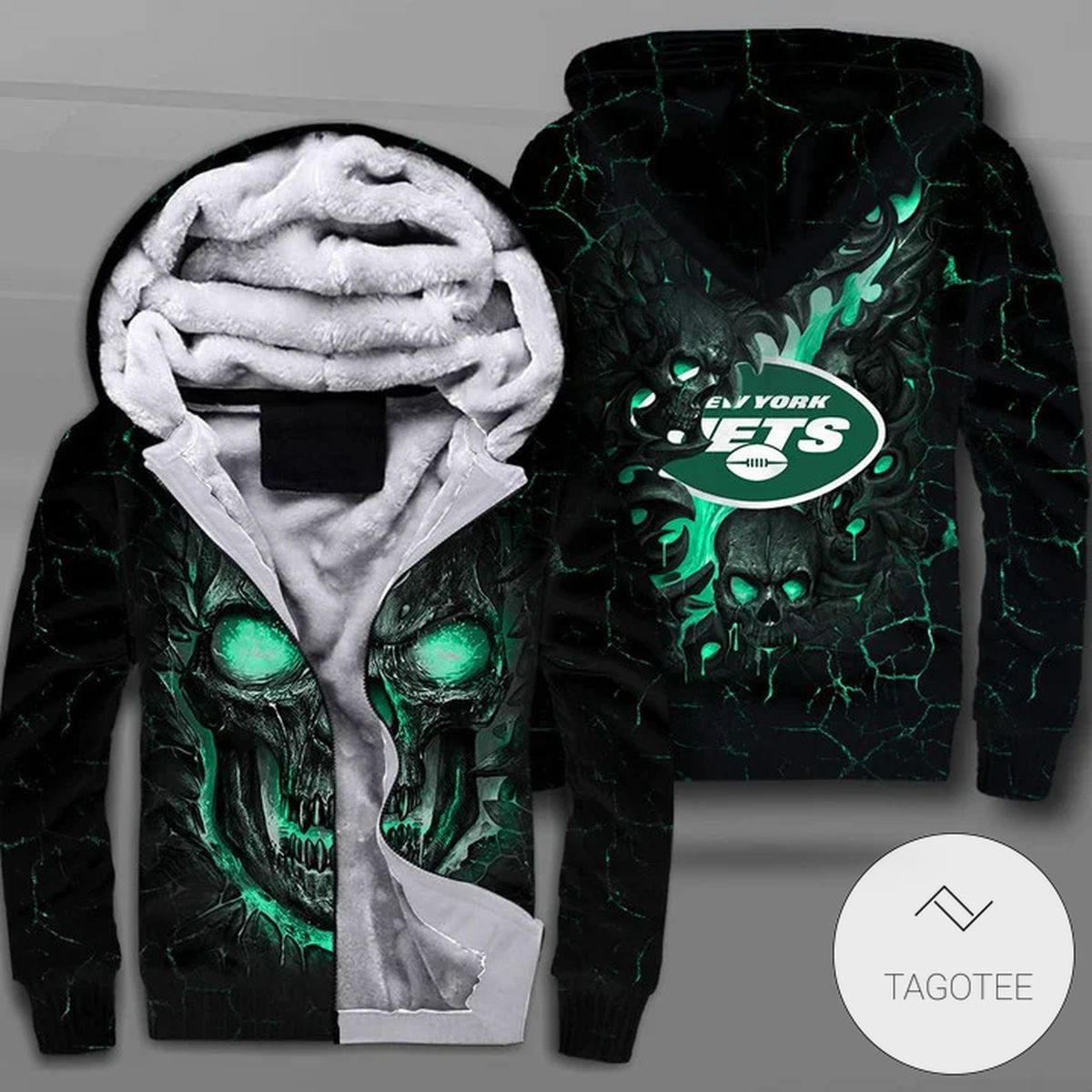New York Jets Lava Skull Zipper Fleece Hoodie New York Jets Lava Skull Zipper Fleece Hoodie