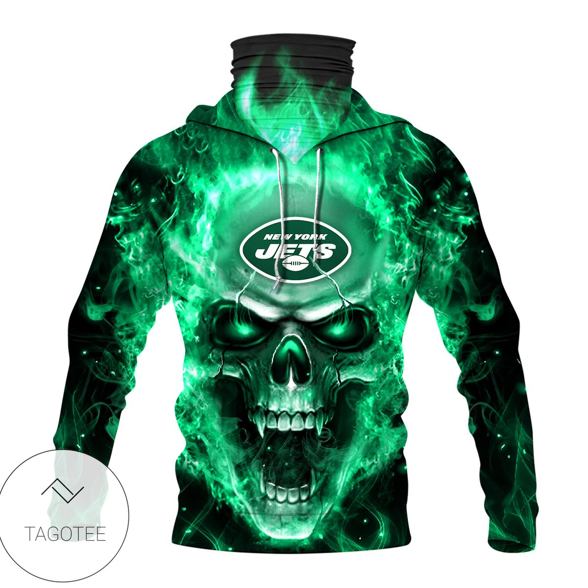 New York Jets Skull Green Fire Mask Hoodie New York Jets Skull Green Fire Mask Hoodie