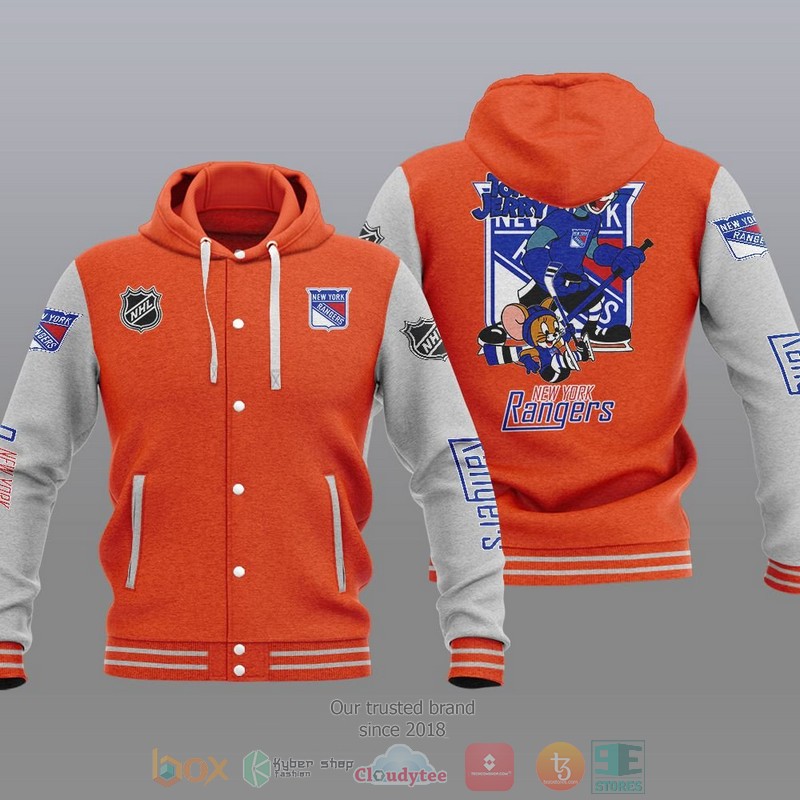 New York Rangers Nhl Tom And Jerry Baseball Hoodie Jacket New York Rangers Nhl Tom And Jerry Baseball Hoodie Jacket