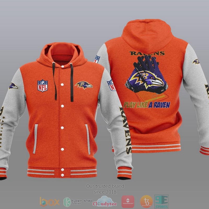 Nfl Baltimore Ravens Play Like A Raven Baseball Jacket Hoodie Nfl Baltimore Ravens Play Like A Raven Baseball Jacket Hoodie