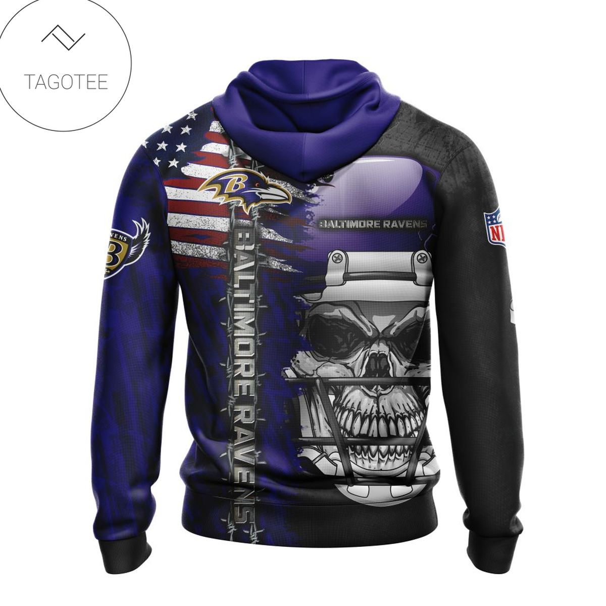 Nfl Baltimore Ravens Skull With Helmets 2022 Hoodie Nfl Baltimore Ravens Skull With Helmets 2022 Hoodie